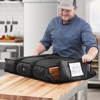 ServIt Sheet Pizza Bag, Black Nylon, 28 inch x 20 inch x 6 inch - Holds Up to (3) 28 inch x 20 inch Rectangular Pizza Boxes