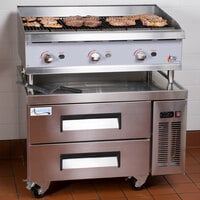 Cooking Performance Group 36CBRRBNL 36 inch Gas Radiant Charbroiler with 36 inch, 2 Drawer Refrigerated Chef Base - 120,000 BTU