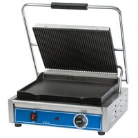 Globe GPGS1410 Panini Grill with Grooved Top and Smooth Bottom - 120V, 1800W