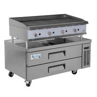 Cooking Performance Group 48CBRRBNL 48" Gas Radiant Charbroiler with 52", 2 Drawer Refrigerated Chef Base - 160,000 BTU