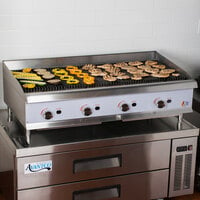 Cooking Performance Group 48CBRRBNL 48 inch Gas Radiant Charbroiler with 52 inch, 2 Drawer Refrigerated Chef Base - 160,000 BTU