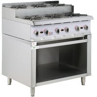 Cooking Performance Group 36RSUSBNL 36" Step-Up Gas Range / Hot Plate with Storage Base and High Output Burners - 180,000 BTU