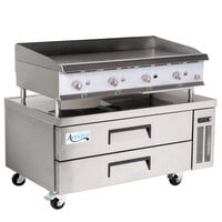 Cooking Performance Group 48GMRBNL 48" Gas Countertop Griddle with Manual Controls and 52", 2 Drawer Refrigerated Chef Base - 120,000 BTU