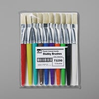 Charles Leonard 73290 10 Assorted Color Flat Natural Bristle Stubby Paint Brushes