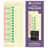 Lathem M2100 3 1/2" x 9" Two Sided Bi-Weekly / Weekly Universal Time Card - 100/Pack