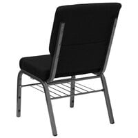Flash Furniture XU-CH-60096-BK-SV-BAS-GG Black 18 1/2 inch Wide Church Chair with Communion Cup Book Rack - Silver Vein Frame