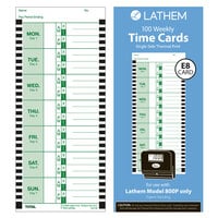 Lathem E8100 4 inch x 9 inch Weekly Time Card - 100/Pack