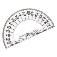 Charles Leonard 77104 4 inch Clear Plastic Open Center Protractor with Ruler Edge - 12/Pack