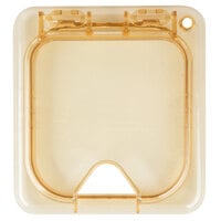 Carlisle 10519Z13 StorPlus EZ Access 1/6 Size Amber High Heat Hinged Lid with One Notch