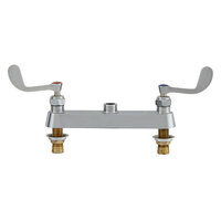 Fisher 17884 Deck Mounted 1/2 inch Brass Faucet Base with 8 inch Centers, Check Stems, Rigid Outlet, and Wrist Handles
