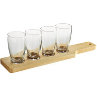 Acopa 14 1/2 inch Natural Flight Paddle with Barbary Tasting Glasses
