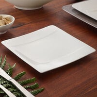 Villeroy & Boch 10-4510-2660 Modern Grace 6 1/4 inch x 6 1/4 inch White Bone Porcelain Square Bread and Butter Plate - 6/Case