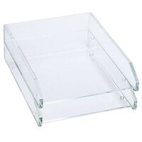 Kantek AD15 10 1/2 inch x 13 3/4 inch x 2 1/2 inch Clear 2 Section Acrylic Letter Tray