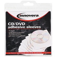 Innovera 39402 5 3/8 inch x 5 3/8 inch White Self-Adhesive CD / DVD Sleeve - 10/Pack