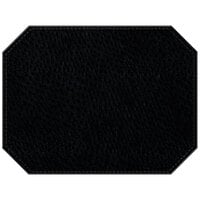 H. Risch Inc. PLACEMATDXOCT-CHBLACK Chesterfield 16" x 12" Black Premium Sewn Faux Leather Octagon Placemat - 12/Pack