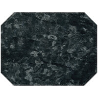 H. Risch Inc. PLACEMATDXOCT-METSTEEL Brushed Metallic 16" x 12" Steel Premium Sewn Vinyl Octagon Placemat - 12/Pack