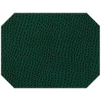 H. Risch Inc. PLACEMATDXOCT-CHGREEN Chesterfield 16 inch x 12 inch Green Premium Sewn Faux Leather Octagon Placemat