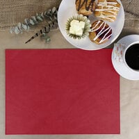 H. Risch, Inc. PLACEMATDX-HARRED Harley 16 inch x 12 inch Customizable Red Premium Sewn Faux Leather Rectangle Placemat - 12/Pack