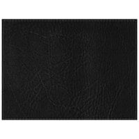 H. Risch, Inc. PLACEMATDX-HARBLACK Harley 16" x 12" Customizable Black Premium Sewn Faux Leather Rectangle Placemat