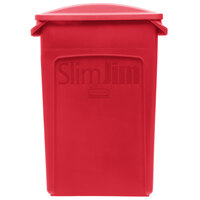 Rubbermaid Slim Jim 23 Gallon Red Rectangular Trash Can with 2 Hole Lid
