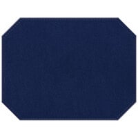 H. Risch Inc. PLACEMATDXOCT-IRIBLUE Iridescent 16 inch x 12 inch Blue Premium Sewn Faux Leather Octagon Placemat