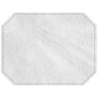 H. Risch, Inc. PLACEMATDXOCT-HARWHITE Harley 16 inch x 12 inch Customizable White Premium Sewn Faux Leather Octagon Placemat