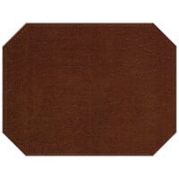 H. Risch, Inc. PLACEMATDXOCT-LTHBROWN Tuxedo Leather 16" x 12" Customizable Brown Premium Sewn Octagon Placemat - 12/Pack