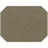 H. Risch Inc. PLACEMATDXOCT-IRITAUPE Iridescent 16 inch x 12 inch Taupe Premium Sewn Faux Leather Octagon Placemat
