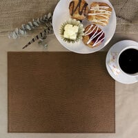 H. Risch Inc. PLACEMATDX-CHBROWN Chesterfield 16 inch x 12 inch Brown Premium Sewn Faux Leather Rectangle Placemat