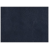 H. Risch, Inc. PLACEMATDX-HARNAVY Harley 16 inch x 12 inch Customizable Navy Premium Sewn Faux Leather Rectangle Placemat - 12/Pack