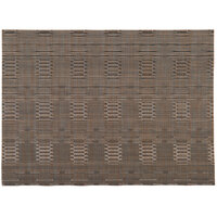 H. Risch, Inc. GA-2034 16 inch x 12 inch Multi Brown Woven Vinyl Rectangle Placemat - 12/Pack