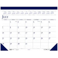 House of Doolittle 1556 18 1/2" x 13" Recycled White / Blue Monthly July 2023 - August 2024 Compact Academic Desk Pad Calendar