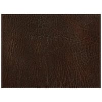 H. Risch, Inc. PLACEMATDX-HARBROWN Harley 16 inch x 12 inch Customizable Brown Premium Sewn Faux Leather Rectangle Placemat