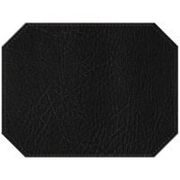 H. Risch, Inc. PLACEMATDXOCT-HARBLACK Harley 16 inch x 12 inch Customizable Black Premium Sewn Faux Leather Octagon Placemat
