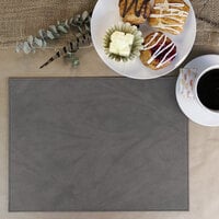 H. Risch, Inc. PLACEMATDX-HARCHARCOAL Harley 16 inch x 12 inch Customizable Charcoal Premium Sewn Faux Leather Rectangle Placemat