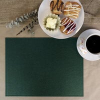 H. Risch Inc. PLACEMATDX-CHGREEN Chesterfield 16 inch x 12 inch Green Premium Sewn Faux Leather Rectangle Placemat