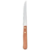 World Tableware 200 1762 8 1/2 inch Stainless Steel Hollow Ground Steak Knife with Wood Handle - 24/Case