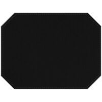 H. Risch, Inc. PLACEMATDXOCT-RIOBLACK Rio 16 inch x 12 inch Customizable Black Premium Sewn Faux Leather Octagon Placemat