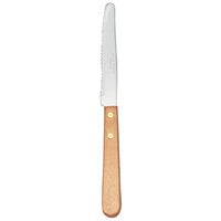 World Tableware 200 1702 8 1/2 inch Stainless Steel Steak Knife with Wood Handle - 24/Case