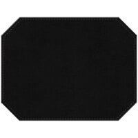 H. Risch, Inc. PLACEMATDXOCT-TAMBLACK Tamarac 16" x 12" Customizable Black Premium Sewn Faux Leather Octagon Placemat