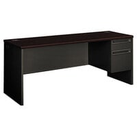 HON 38856RNS 38000 Series 72" x 24" x 29 1/2" Mahogany / Charcoal Right Pedestal Credenza