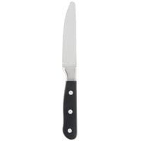 World Tableware 201 2694 Deluxe Chop House 9 5/8 inch Stainless Steel Steak Knife with Black Plastic Handle - 12/Pack