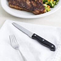 World Tableware 201 2642 8 7/8 inch Stainless Steel High Polished Blade Steak Knife with Black Bakelite Handle   - 12/Pack