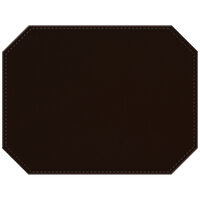 H. Risch, Inc. PLACEMATDXOCT-RIOBROWN Rio 16" x 12" Customizable Brown Premium Sewn Faux Leather Octagon Placemat