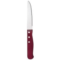 World Tableware 200 1494 Beef Baron 10 inch Stainless Steel Steak Knife with Red Pakkawood Handle - 12/Pack