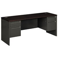 HON 38854NS 38000 Series 72" x 24" x 29 1/2" Mahogany / Charcoal Kneespace Credenza