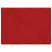 H. Risch, Inc. TABLEMAT15X11RED 15" x 11" Customizable Red Hardboard / Faux Leather Rectangle Placemat