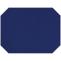 H. Risch, Inc. PLACEMATDXOCT-RIOBLUE Rio 16 inch x 12 inch Customizable Blue Premium Sewn Faux Leather Octagon Placemat