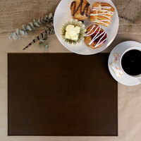 H. Risch, Inc. PLACEMATDX-TAMBROWN Tamarac 16 inch x 12 inch Customizable Brown Premium Sewn Faux Leather Rectangle Placemat - 12/Pack