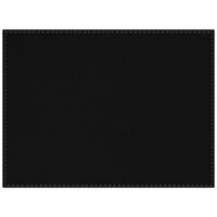 H. Risch, Inc. PLACEMATDX-RIOBLACK Rio 16" x 12" Customizable Black Premium Sewn Faux Leather Rectangle Placemat
